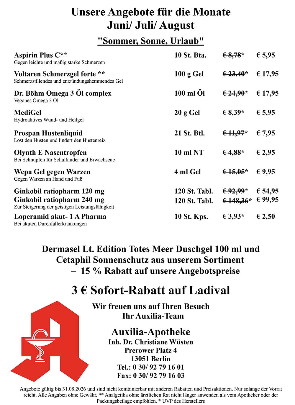 Unsere Angebote für die Monate